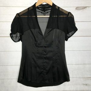 Express Black Partly Sheer Blouse